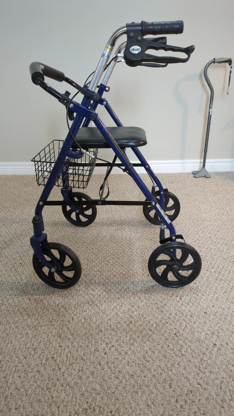Drive Medical Blue 4-Wheel Walker with Seat and Basket - photo 3