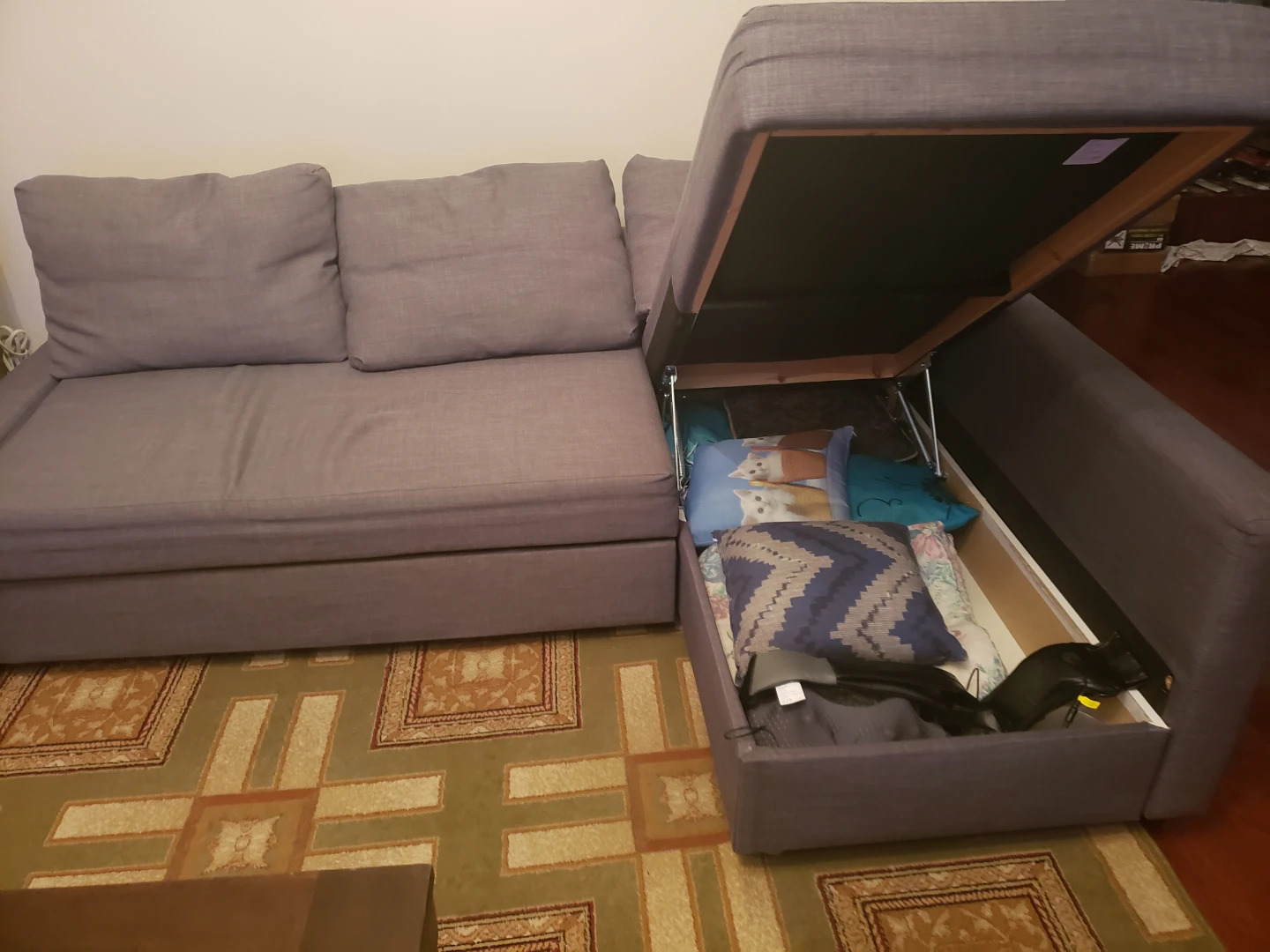 Grey Sectional Sofa Bed with Storage - photo 2