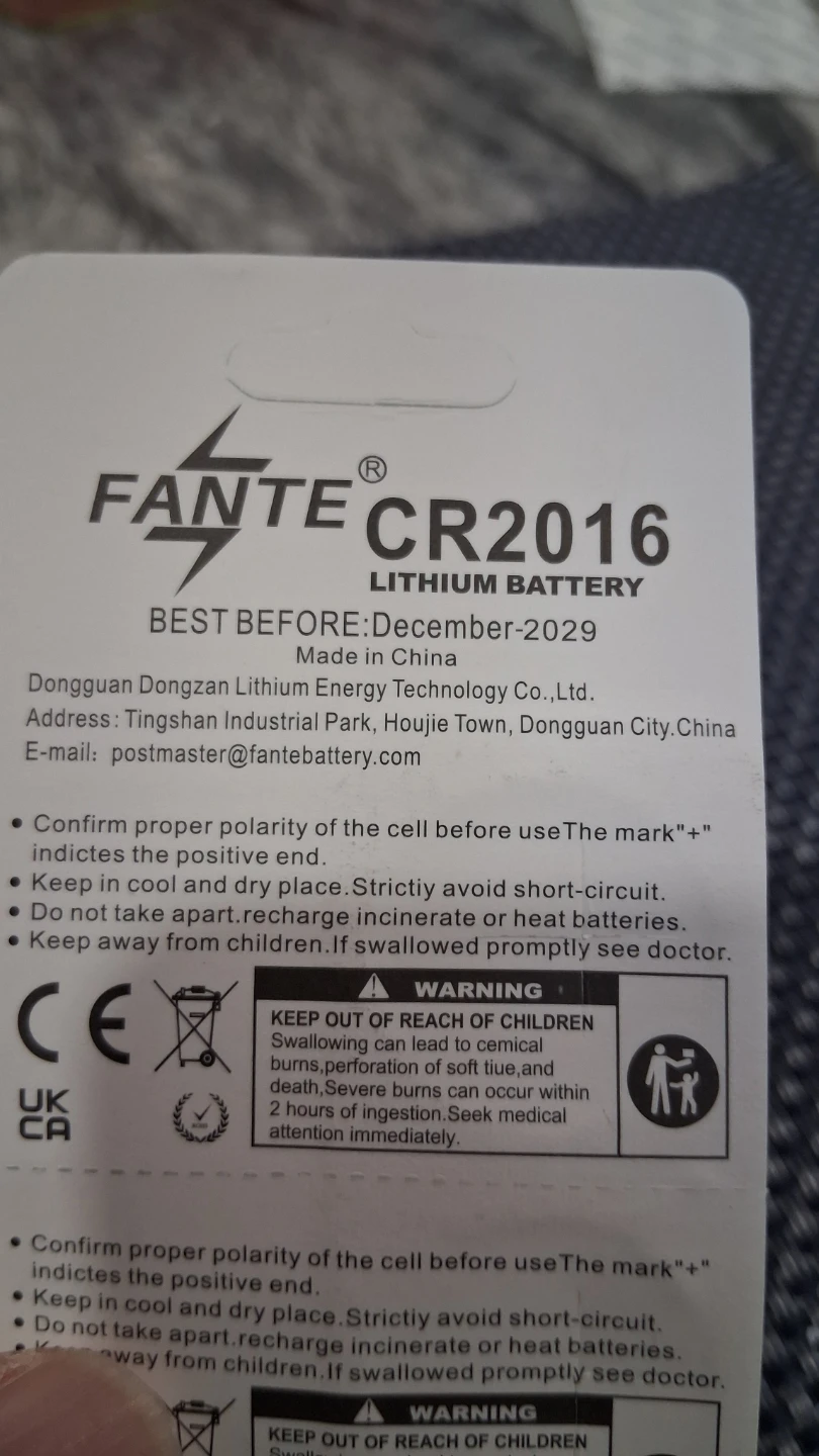 CR2016 Coin Battery, expire Dec 2029 - photo 2