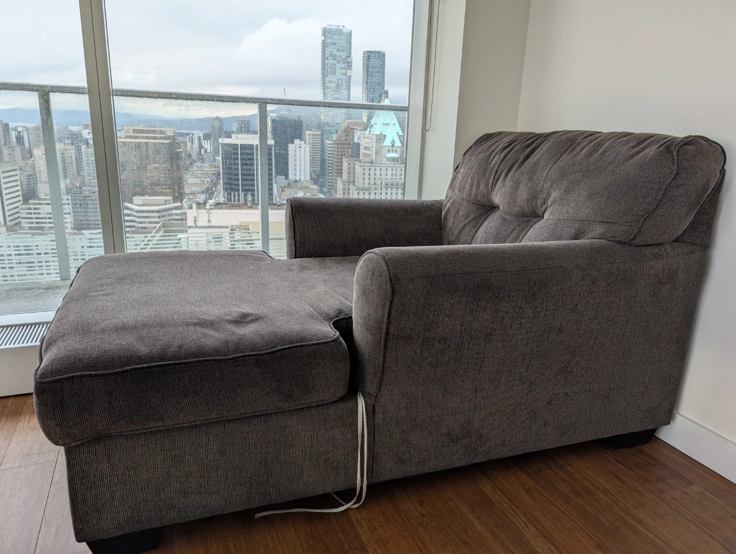 Dark Grey Fabric Chaise Sofa