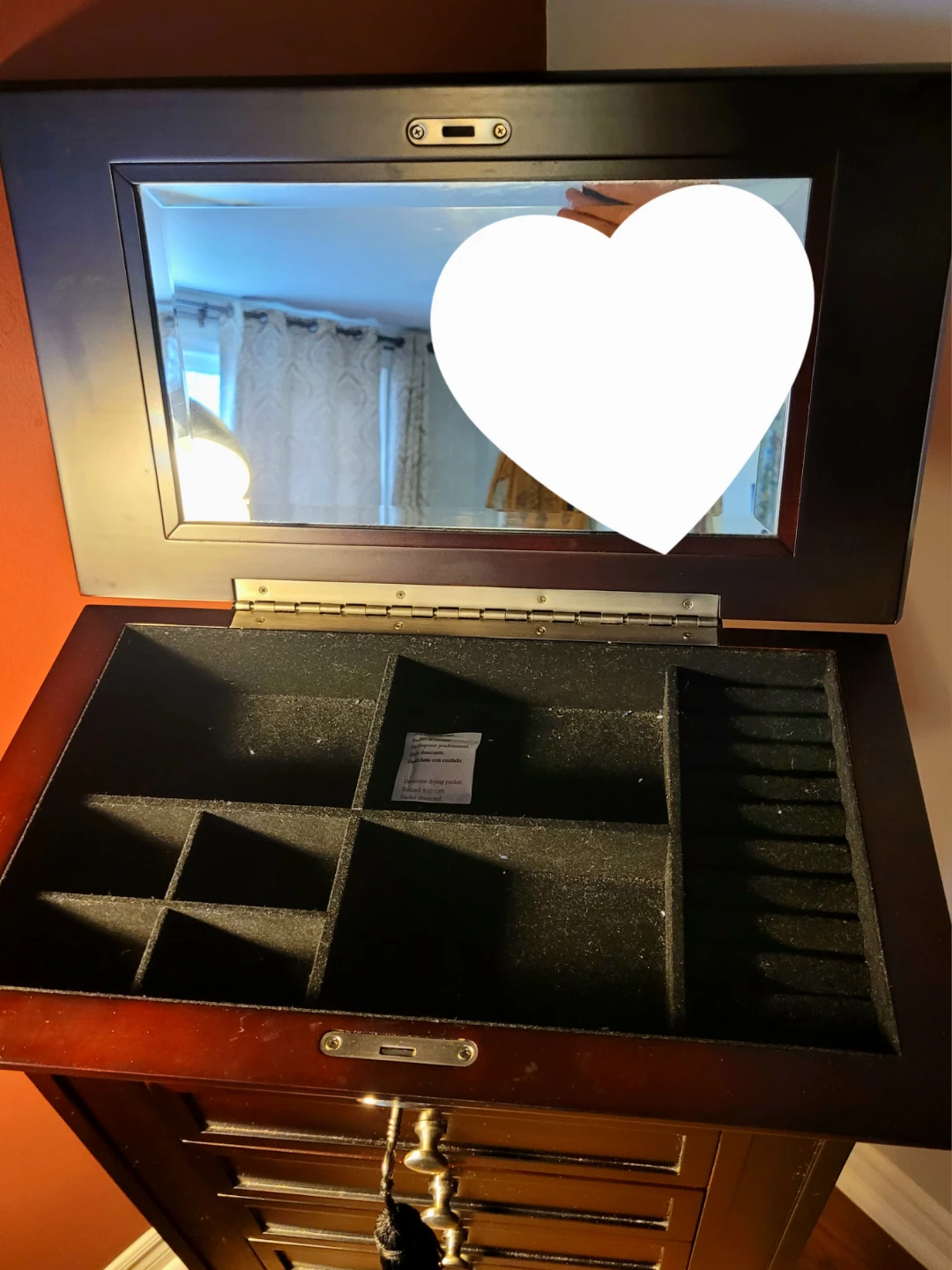 Dark Wood Jewelry Armoire with Mirror - photo 2
