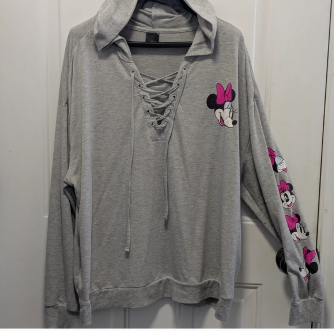 Disney Minnie Mouse Grey Lace-Up Hoodie