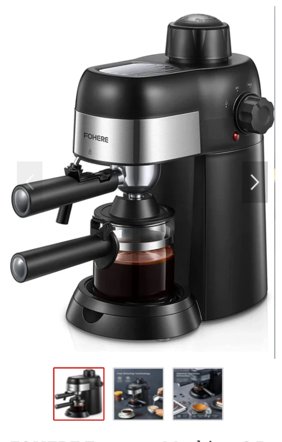 FOHERE Espresso Machine with Powerful Steam Wand