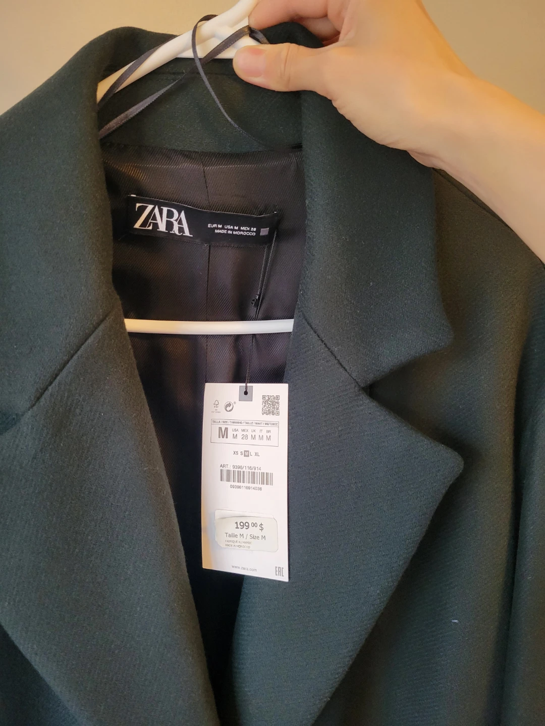 ZARA Women's Dark Green Coat - Size Medium - photo 2