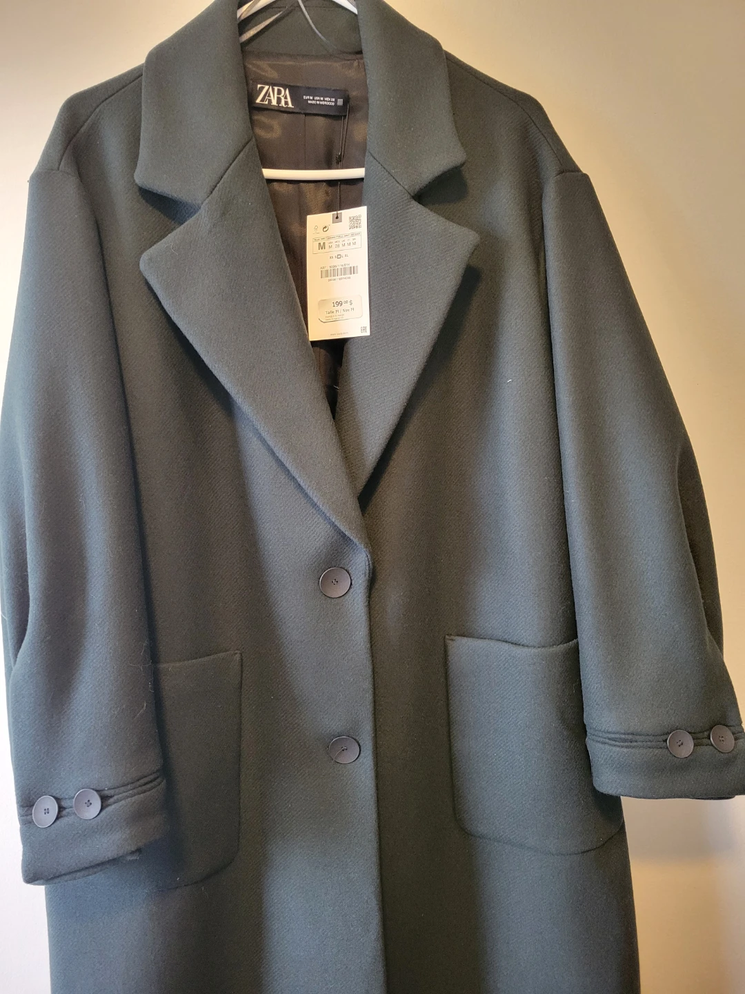 ZARA Women's Dark Green Coat - Size Medium - photo 3
