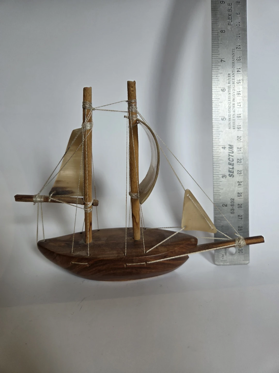 Folk art sailing boat with horn sails - photo 2