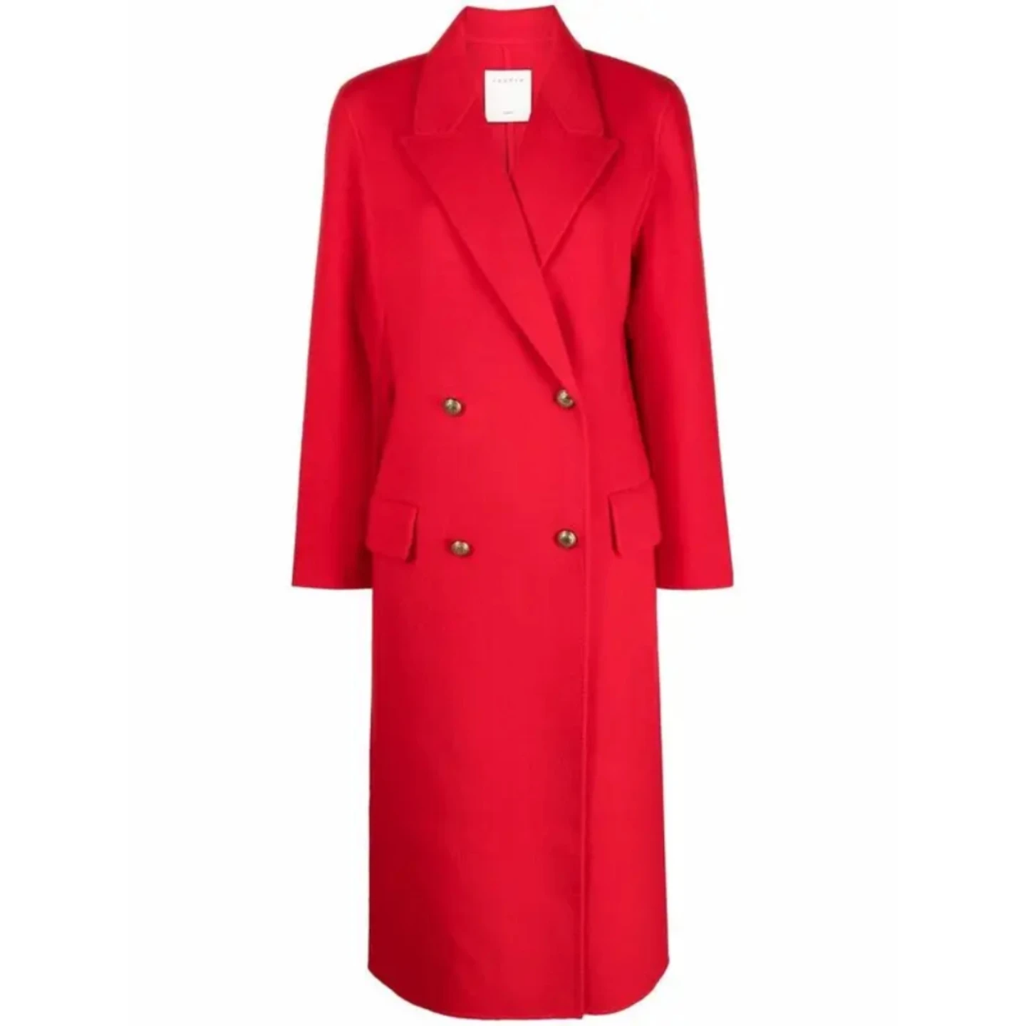 Sandro Red Double-Breasted Wool Blend Coat - photo 2