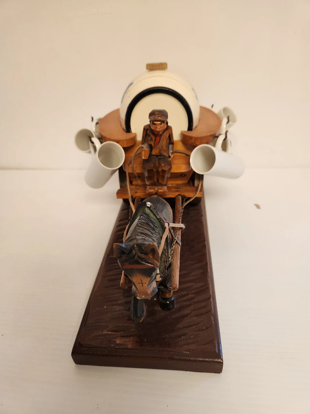 Vintage Horse and Cart Ceramic Barrel Set with Cups - photo 2