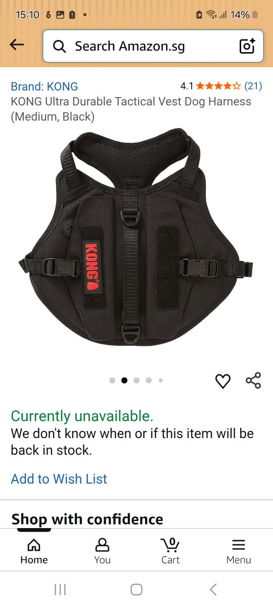 KONG Ultra Durable Tactical Vest Dog Harness S