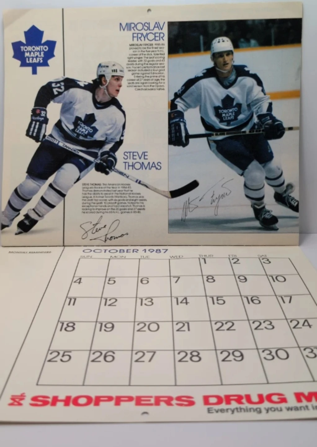 Toronto Maple Leafs 1986-87 Official Calendar with Shoppers - photo 3
