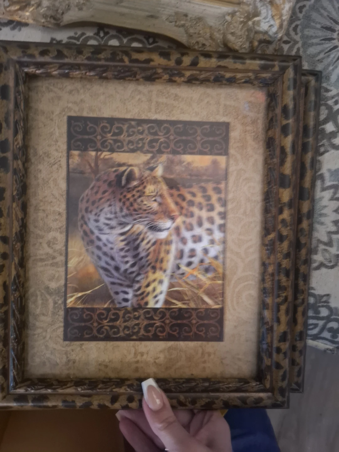 Framed Art Print Set of 3 Leopard and Lion Designs - photo 3