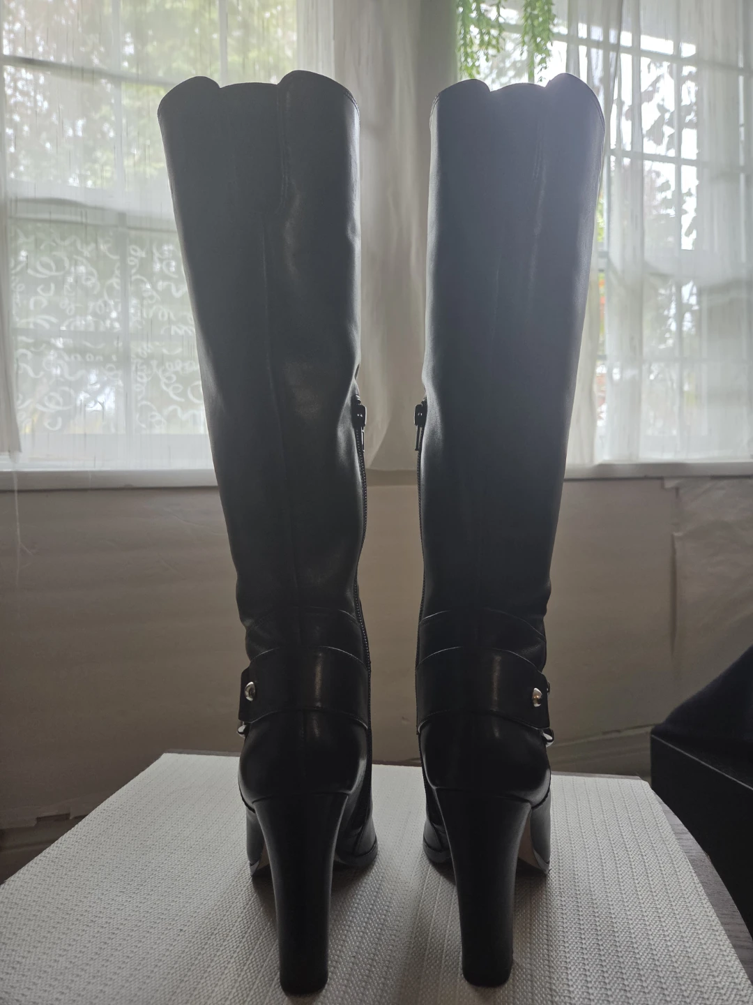 Vince Camuto Black Leather Knee-High Boots Size 6.5B - photo 2