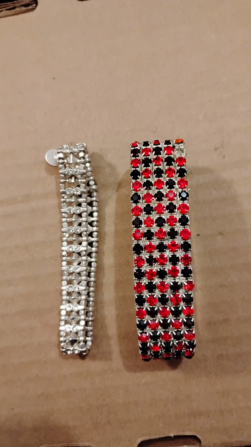 🥕Rhinestone Bracelets - Silver & Red/Black