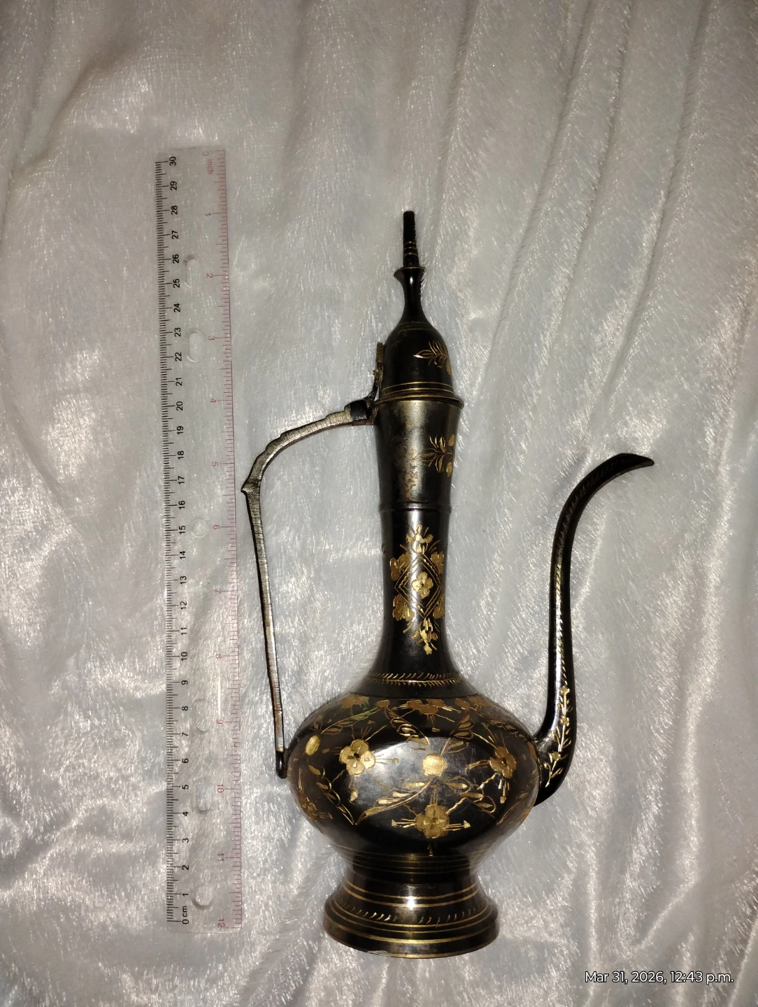 Handcrafted Indian Brass Coffee Pot - photo 3
