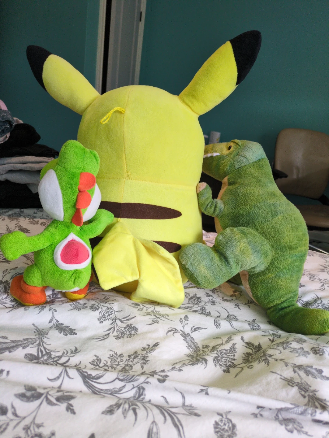 Pikachu, Yoshi, and T-Rex Plush Toys - photo 2