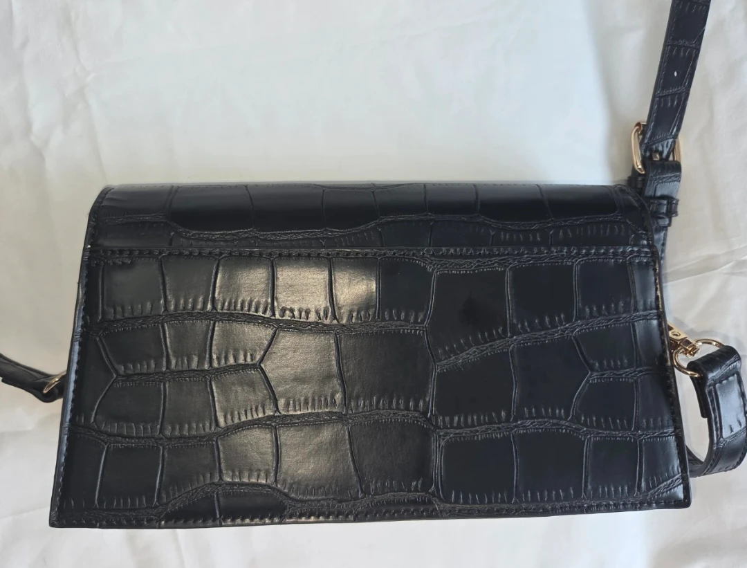 Black Croc-Embossed Shoulder Bag - photo 3