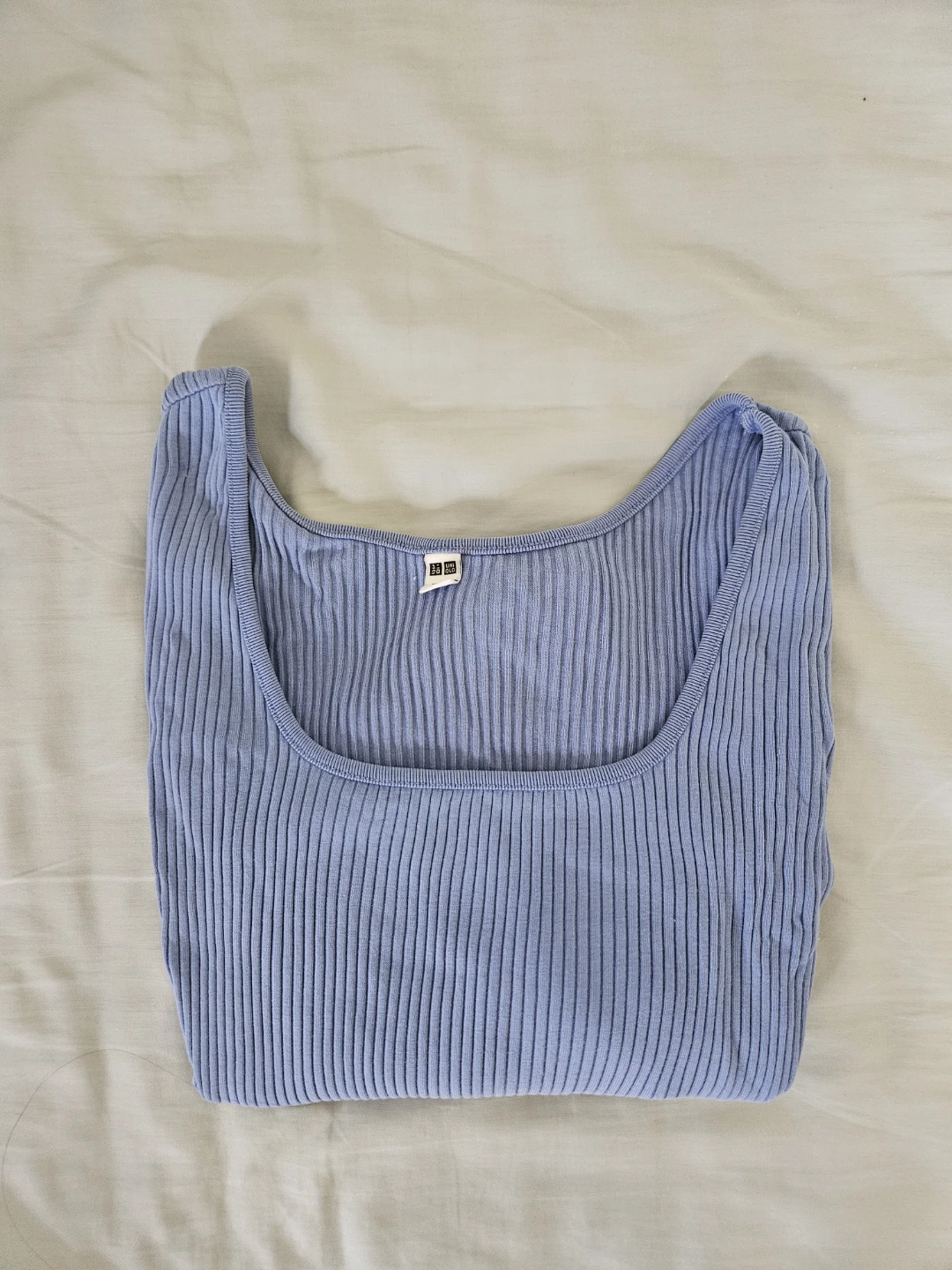 UNIQLO Ribbed Long Sleeve Crop Top - Blue - XS/TP - photo 3
