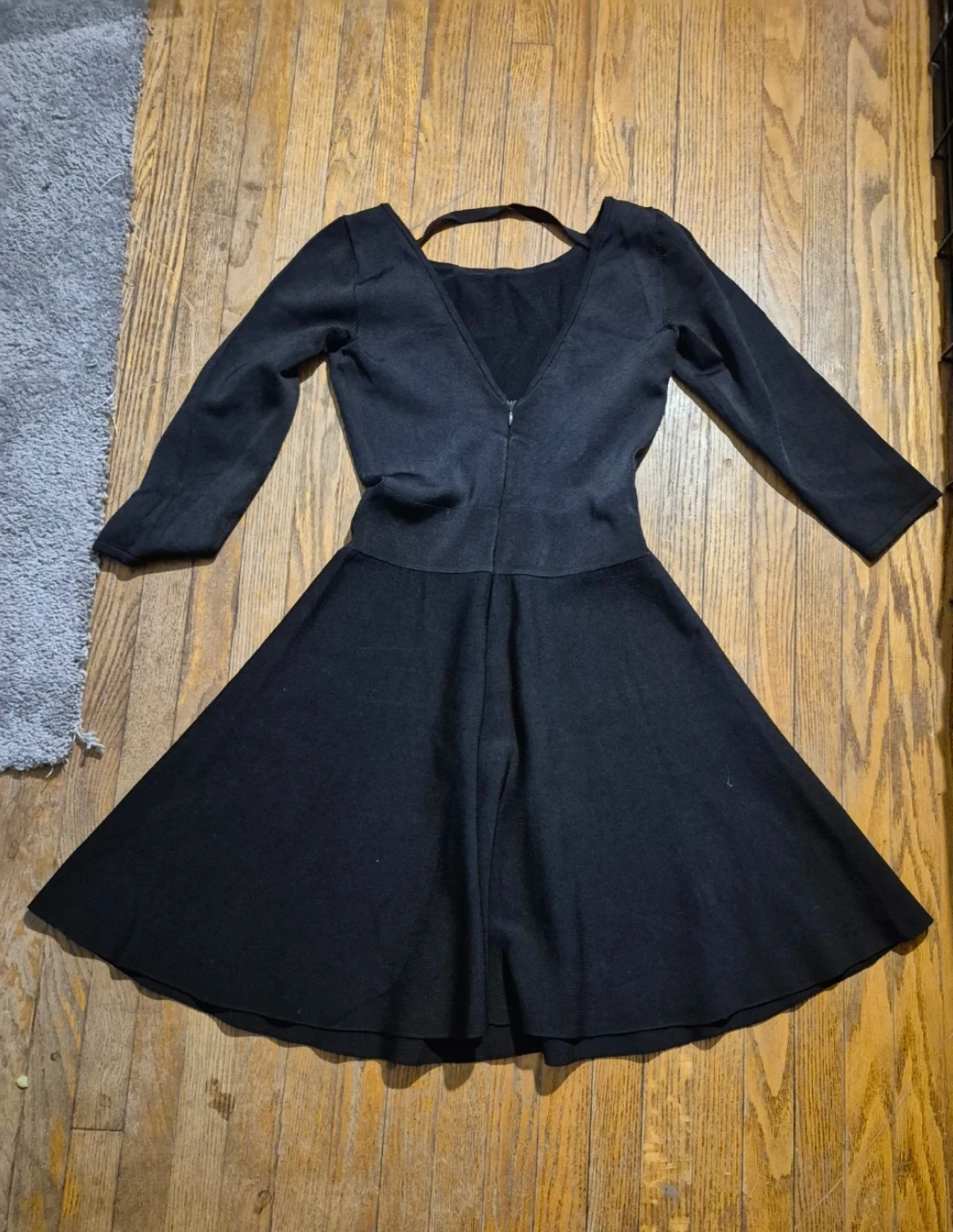 Black long-sleeve skater dress with cutout back - photo 2