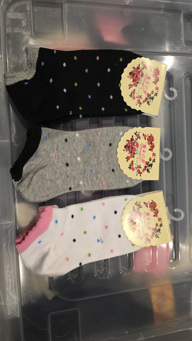 Womens Ankle Socks with Polka Dots - Size 23-25cm