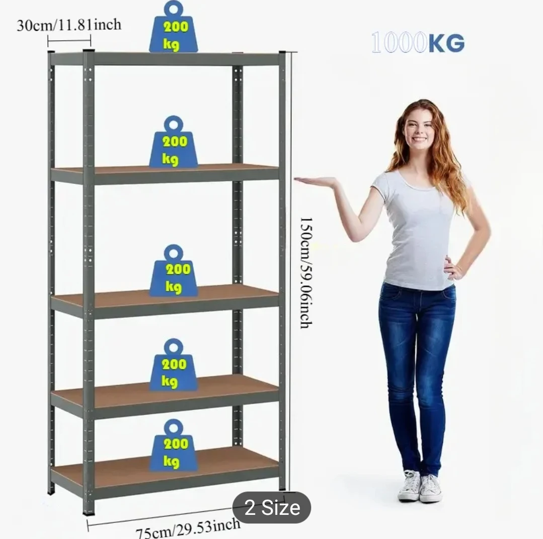 5-Tier Shelving Unit - Black 150x75x30cm - photo 2