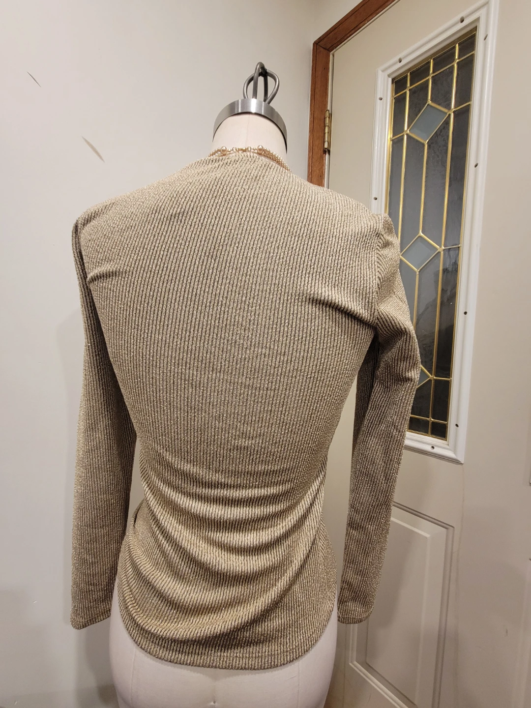 Gold Sparkle Knit Long Sleeve Top - Size S - photo 4