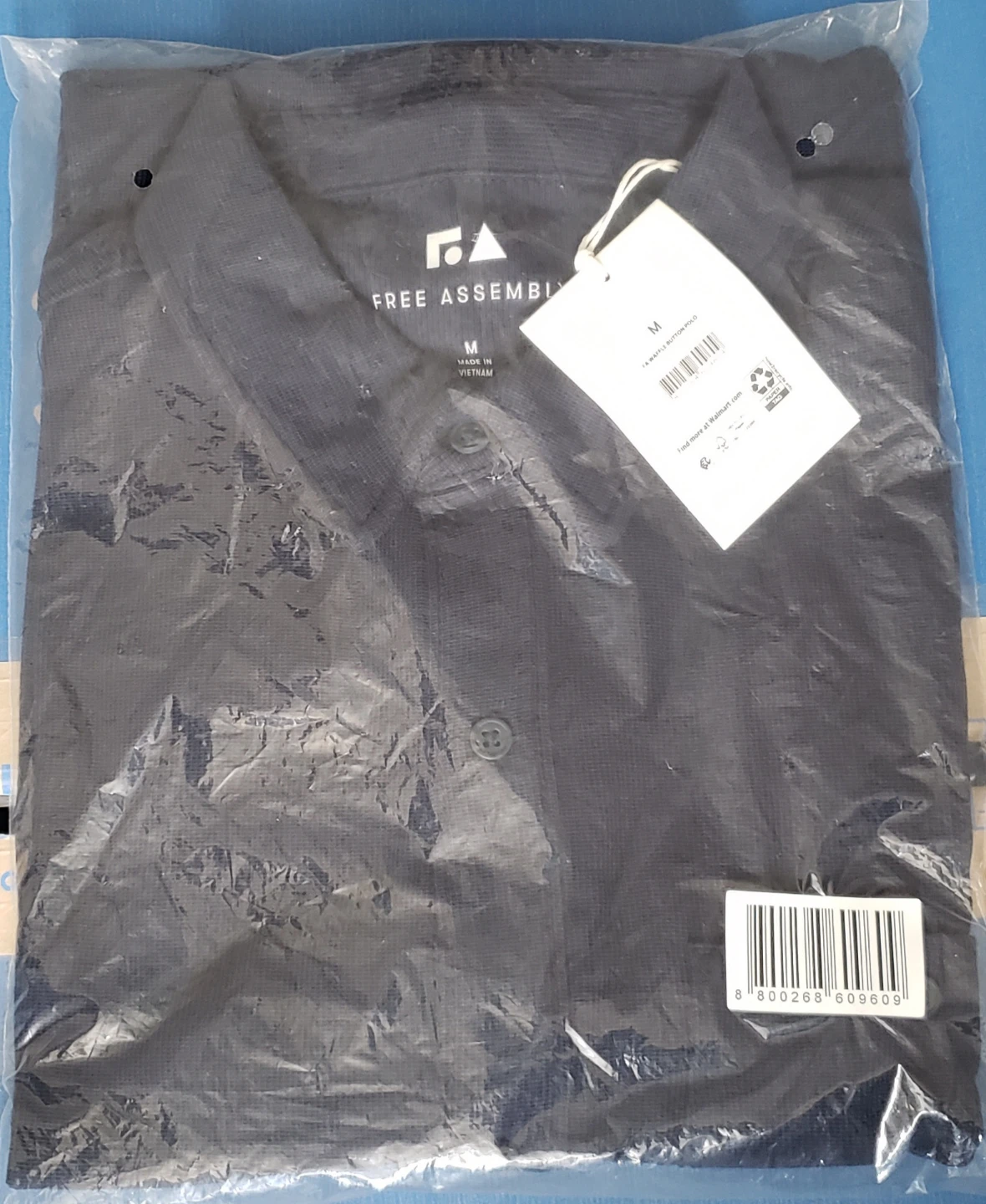 🧡 Free Assembly Men's Short Sleeve Button Shirt, Navy.. Size M