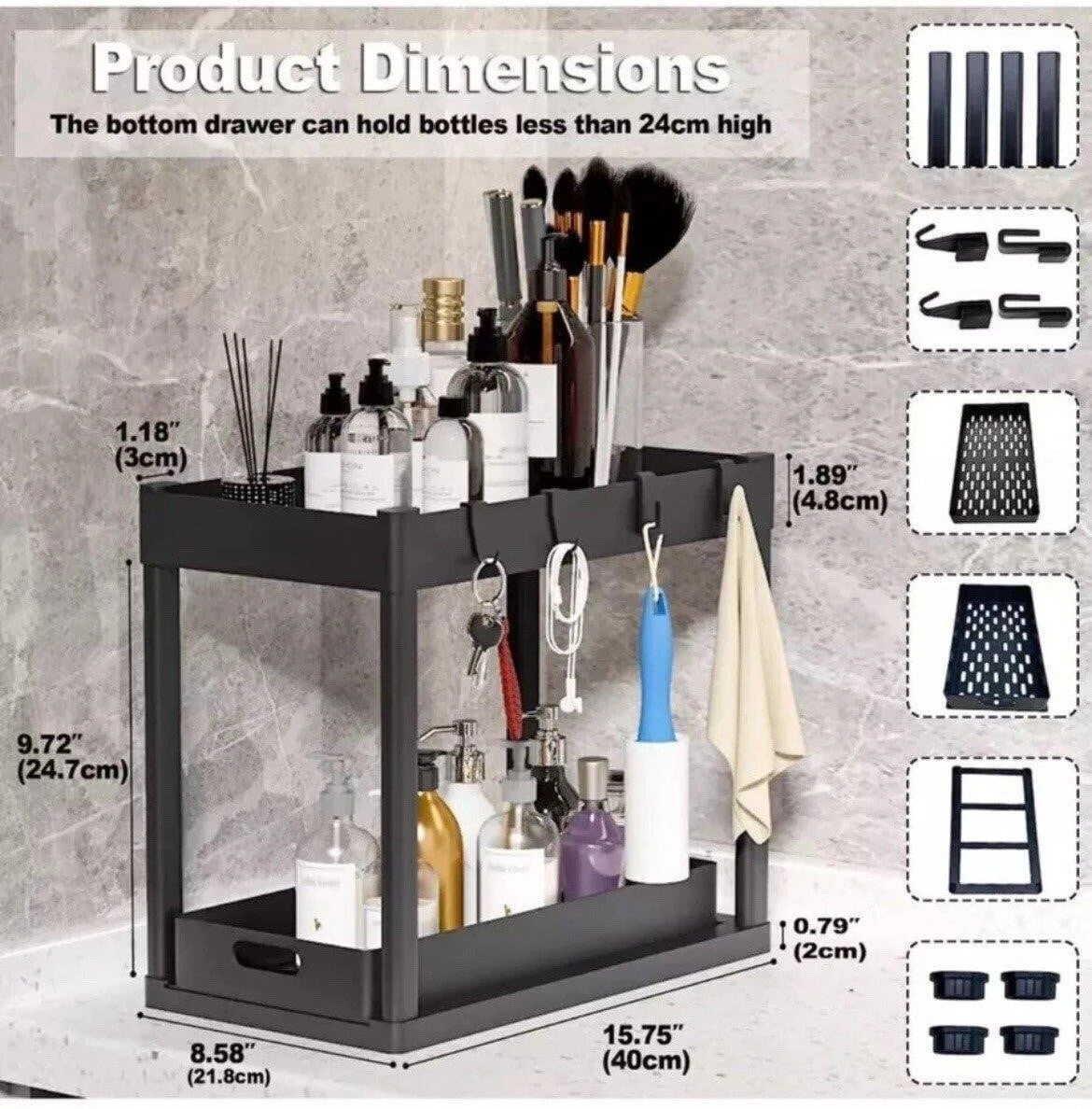 New--2-Tier pull out Sliding Organizer Shelf - photo 2