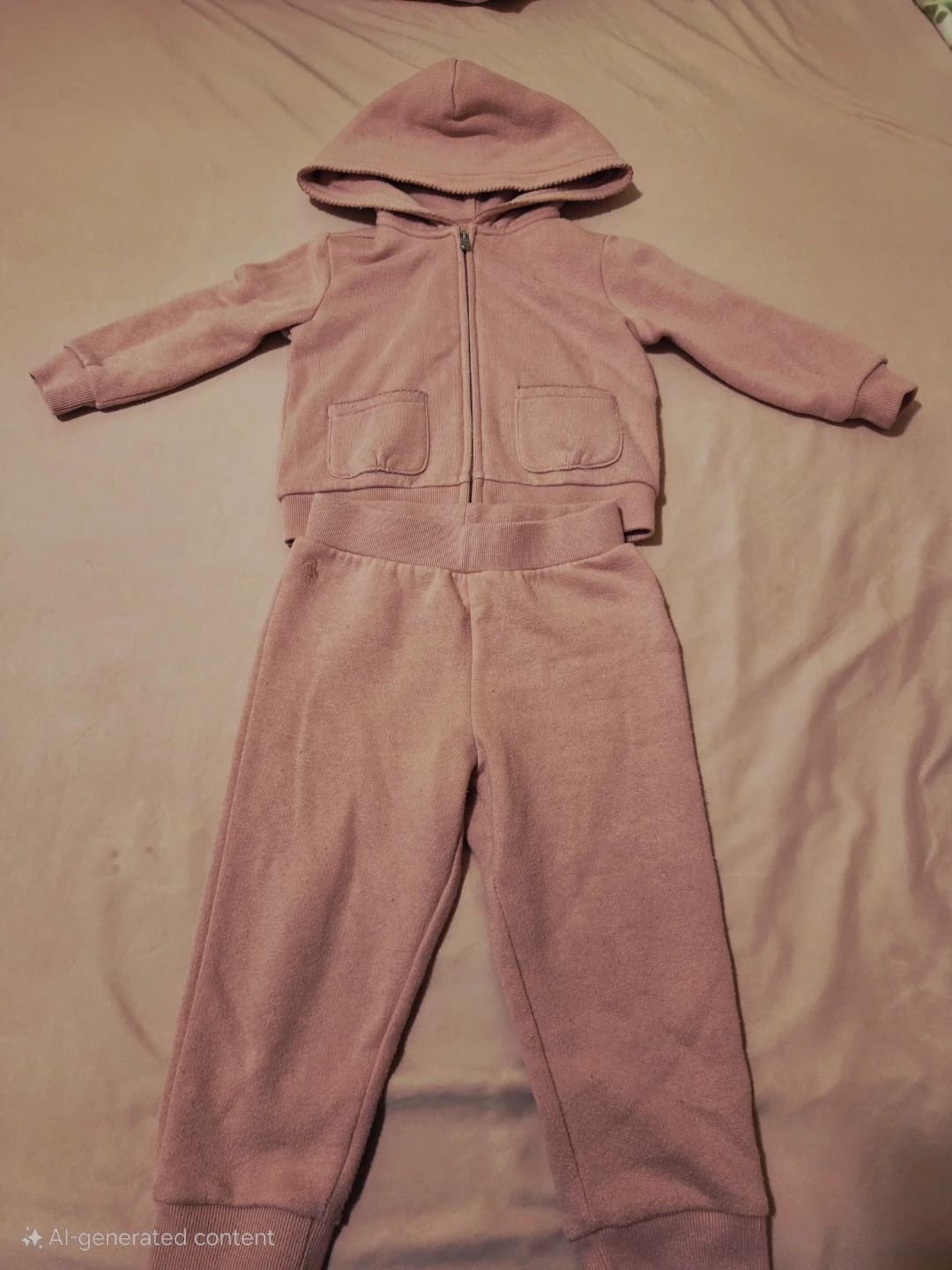 Ralph Lauren Baby Girl Pink Fleece Hoodie & Pants Set - photo 3