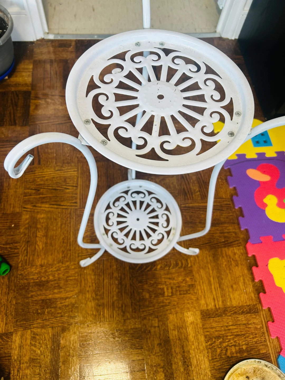 White Metal Tiered Plant Stand - photo 2