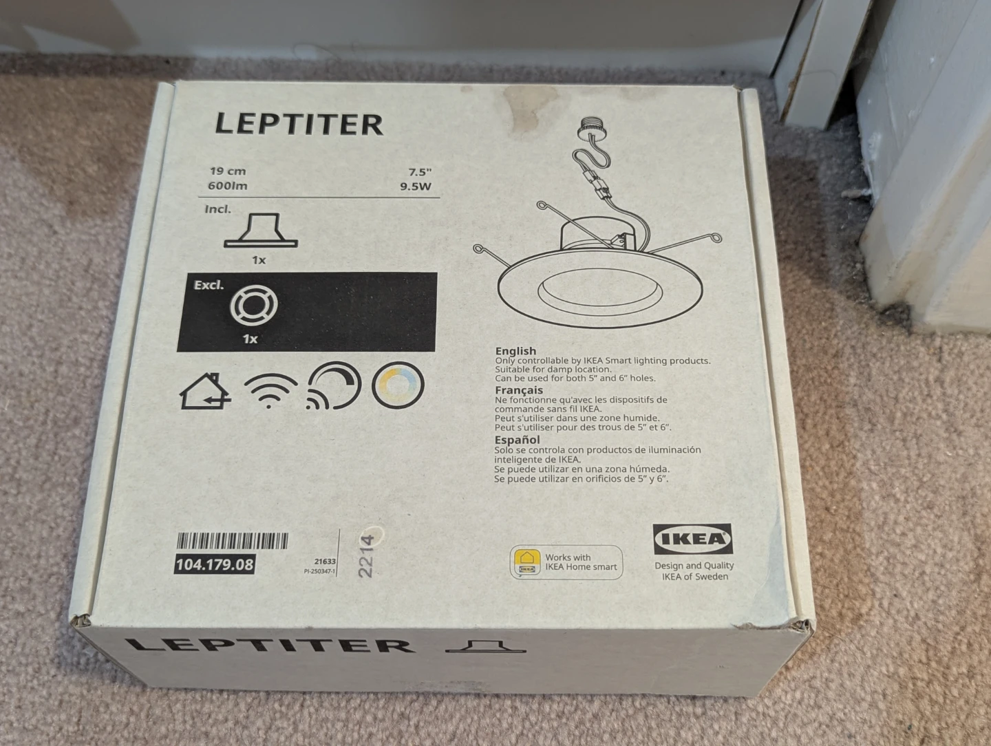 IKEA LEPTITER LED Ceiling Light 19cm