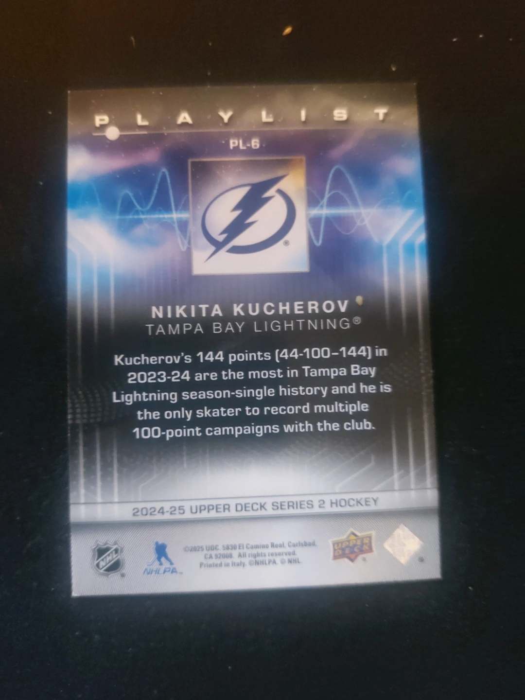 2024-25 Upper Deck Series 2 Nikita Kucherov Hockey Card - photo 2