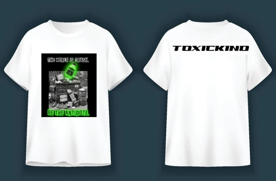 TOXICKIND White Graphic T-Shirt "The World Is Trash"