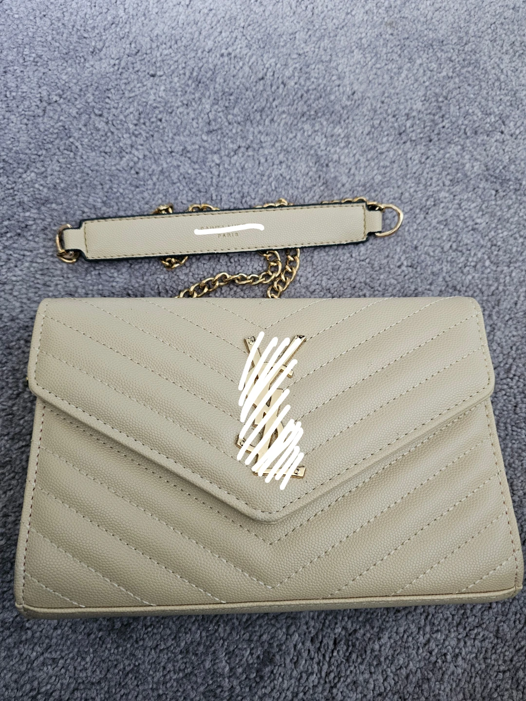 Beige Quilted Leather Wallet Bag (YSL Inspired)
