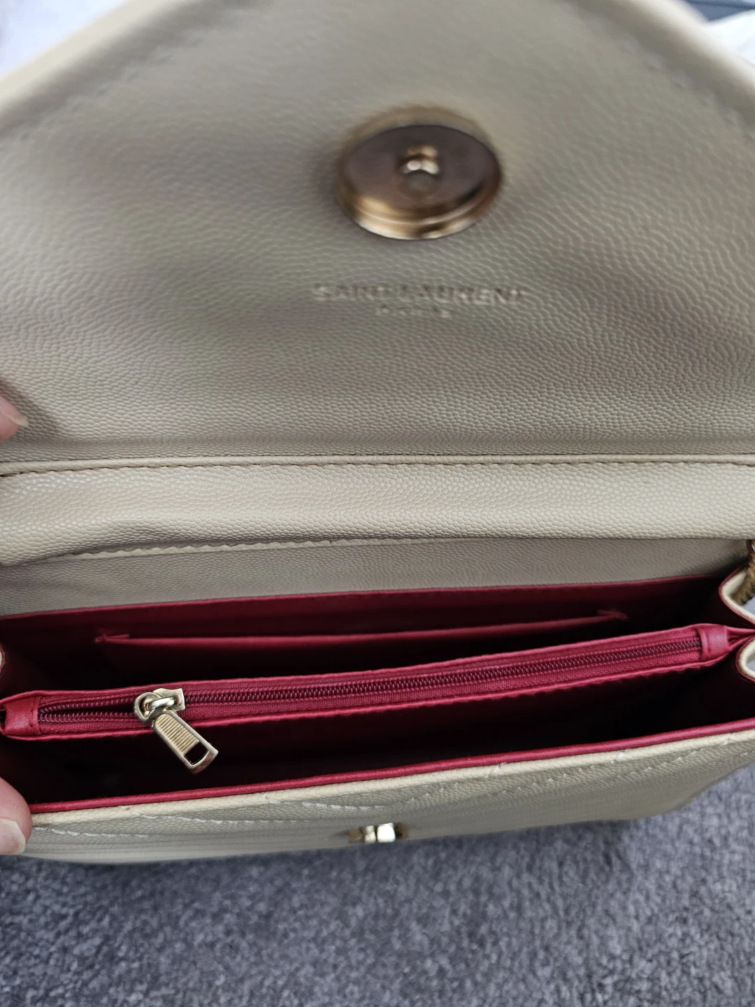 Beige Quilted Leather Wallet Bag (YSL Inspired) - photo 4
