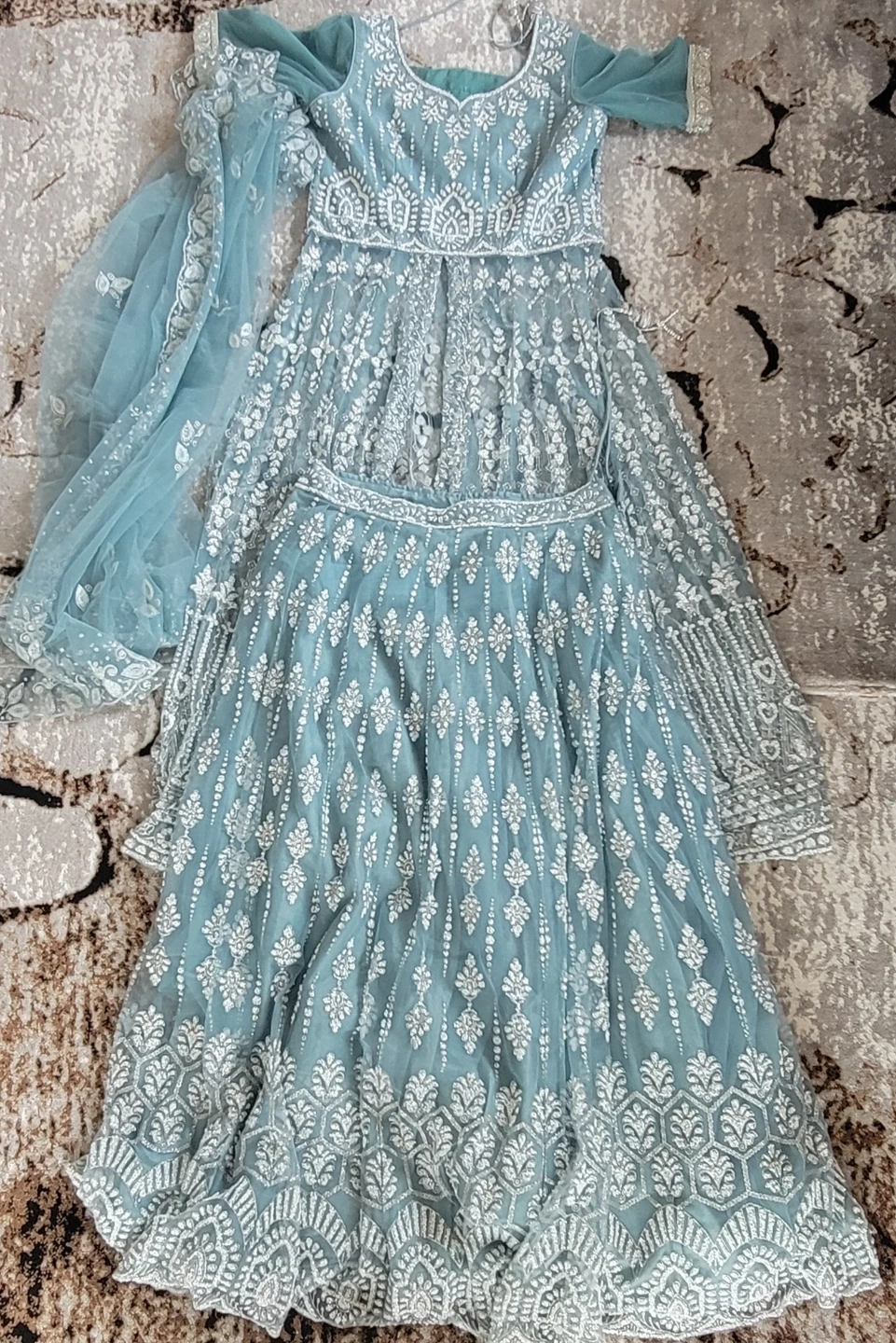 Light Blue Embroidered Lehenga Choli with Dupatta - photo 2