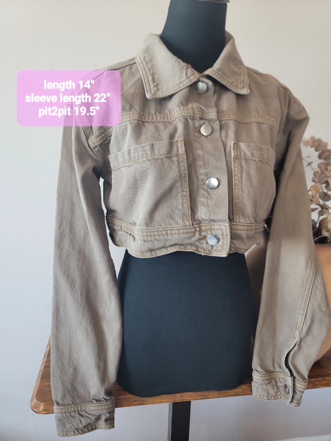 Pretty Little Thing Cropped Utility Denim Jacket Sz 0 Cotton - photo 3