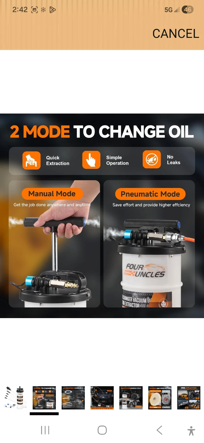 Four Uncles 2-Mode Oil Changer Vacuum Fluid Extractor - photo 2