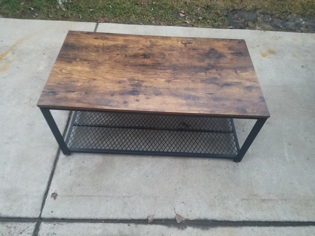 Rustic Coffee Table with Metal Shelf