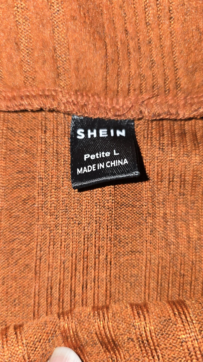 SHEIN Petite L Ribbed Knit Midi Skirt - Orange - photo 2