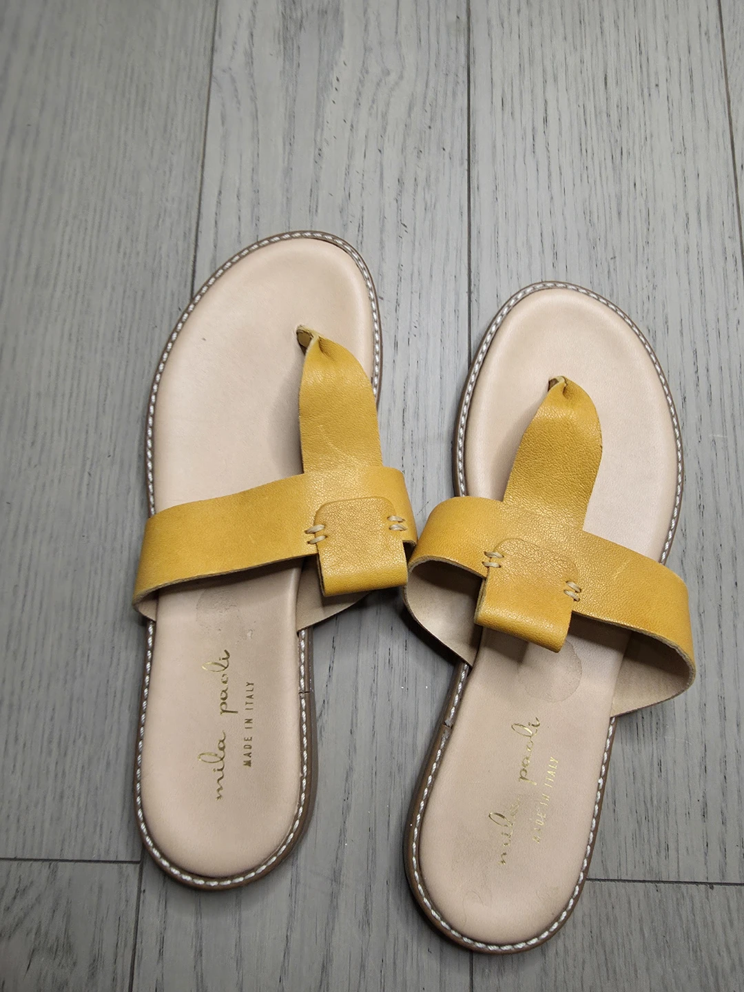 Mila Paoli Women's Yellow Leather Sandals Made in Italy