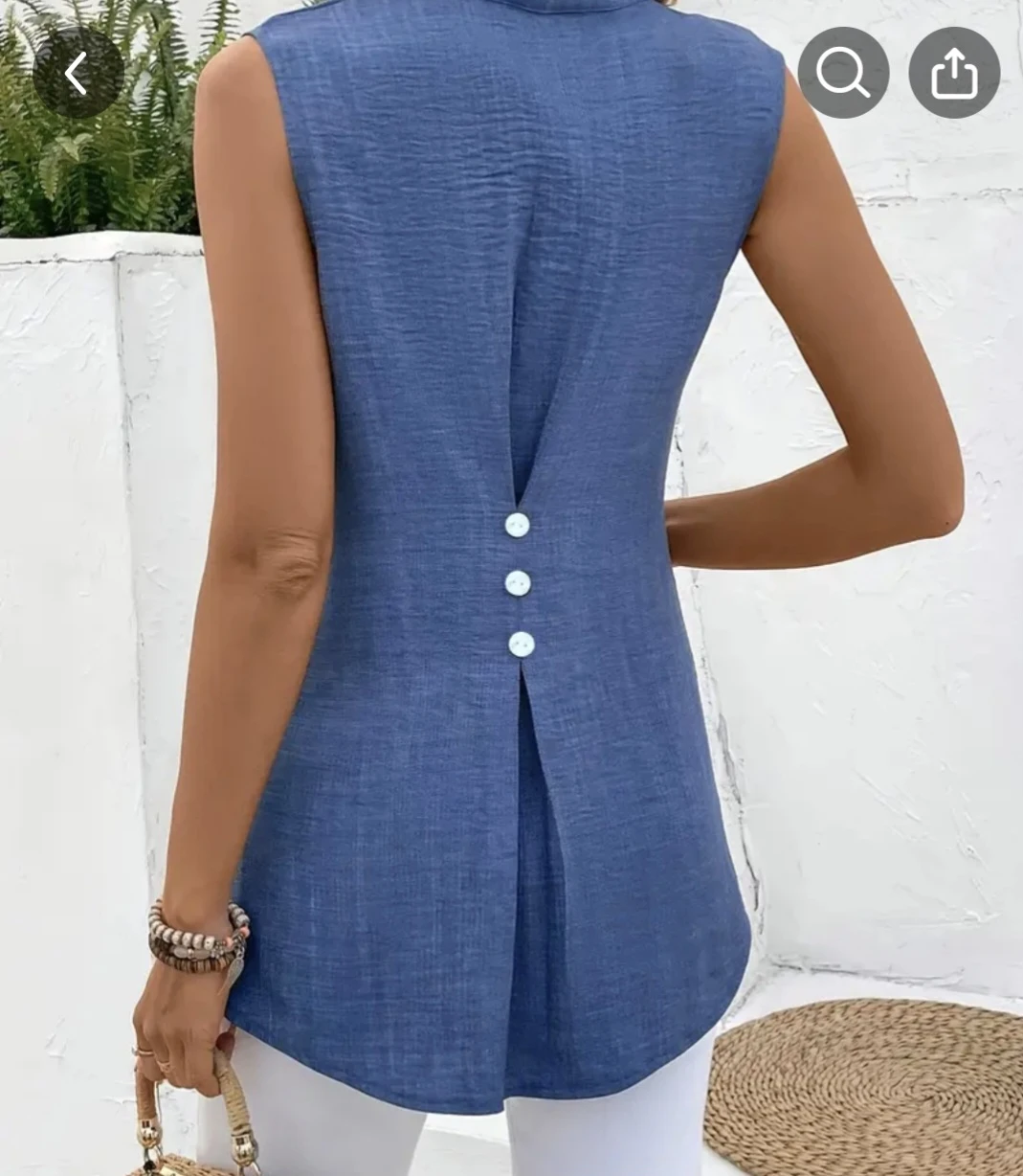 Blue Sleeveless V-Neck Top - photo 2