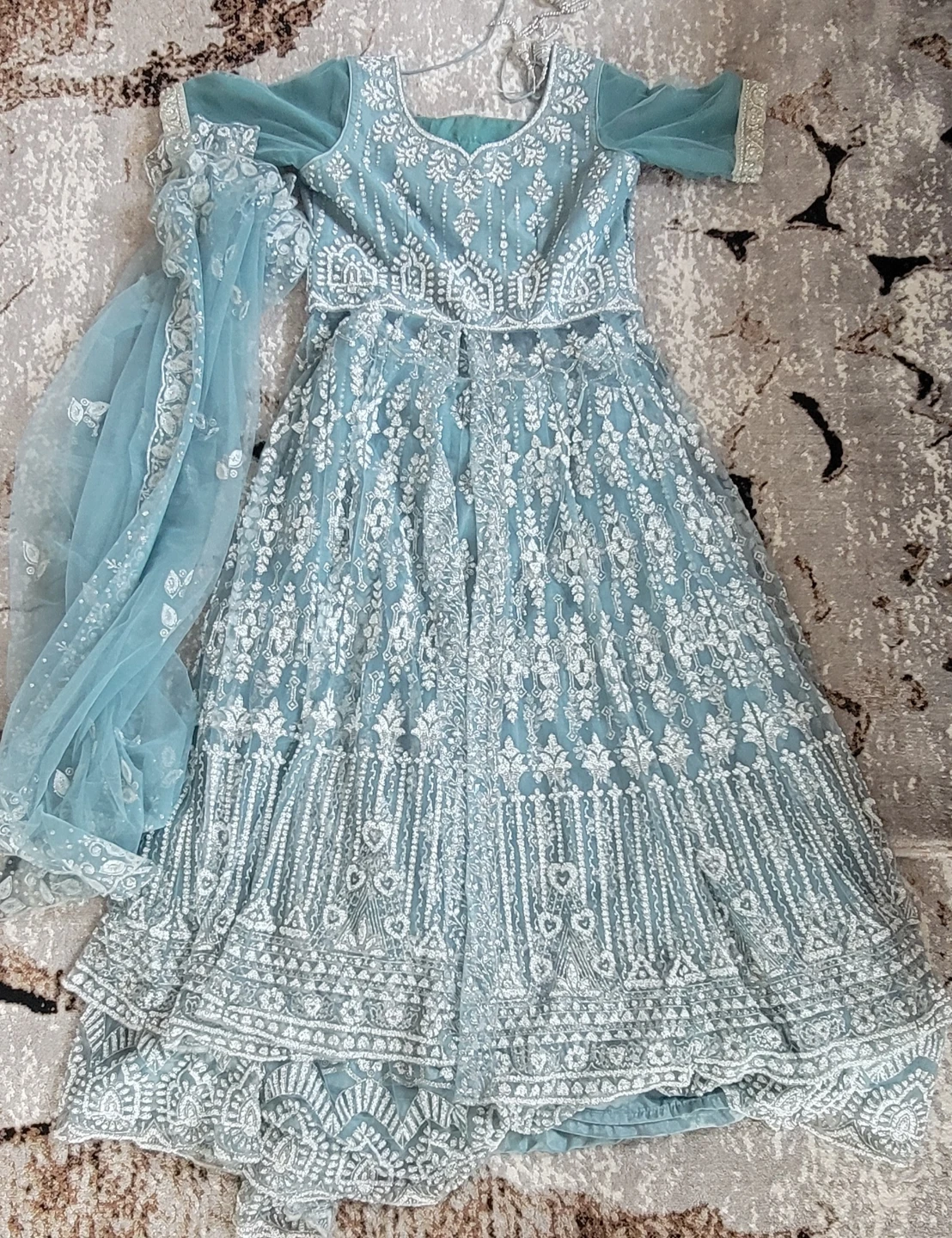 Light Blue Embroidered Lehenga Choli with Dupatta