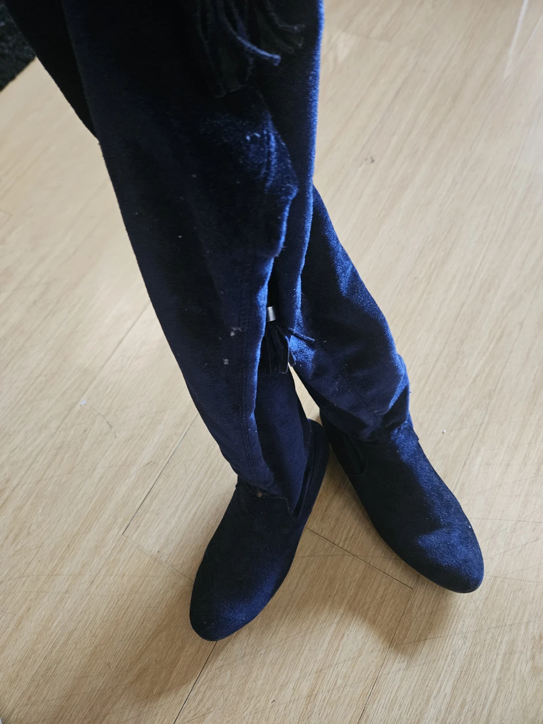 Navy Velvet Over-the-Knee Boots - photo 2