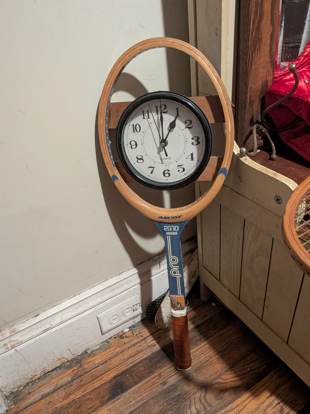 Vintage Tennis Racket Clock and Bottle Opener