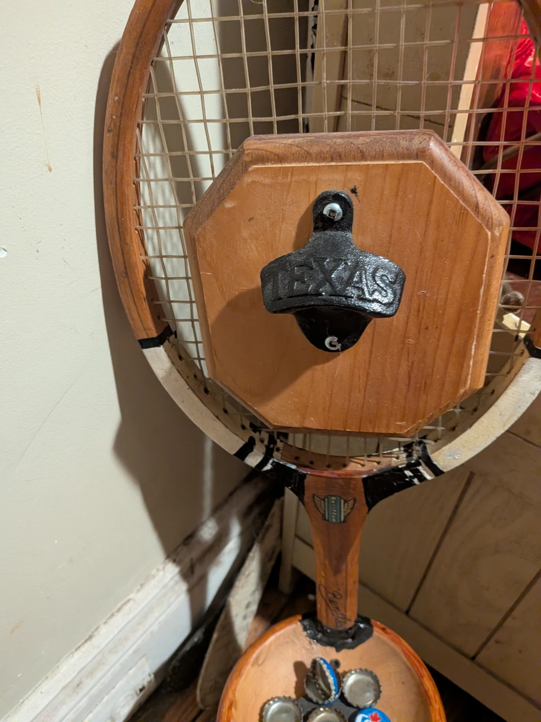 Vintage Tennis Racket Clock and Bottle Opener - photo 3