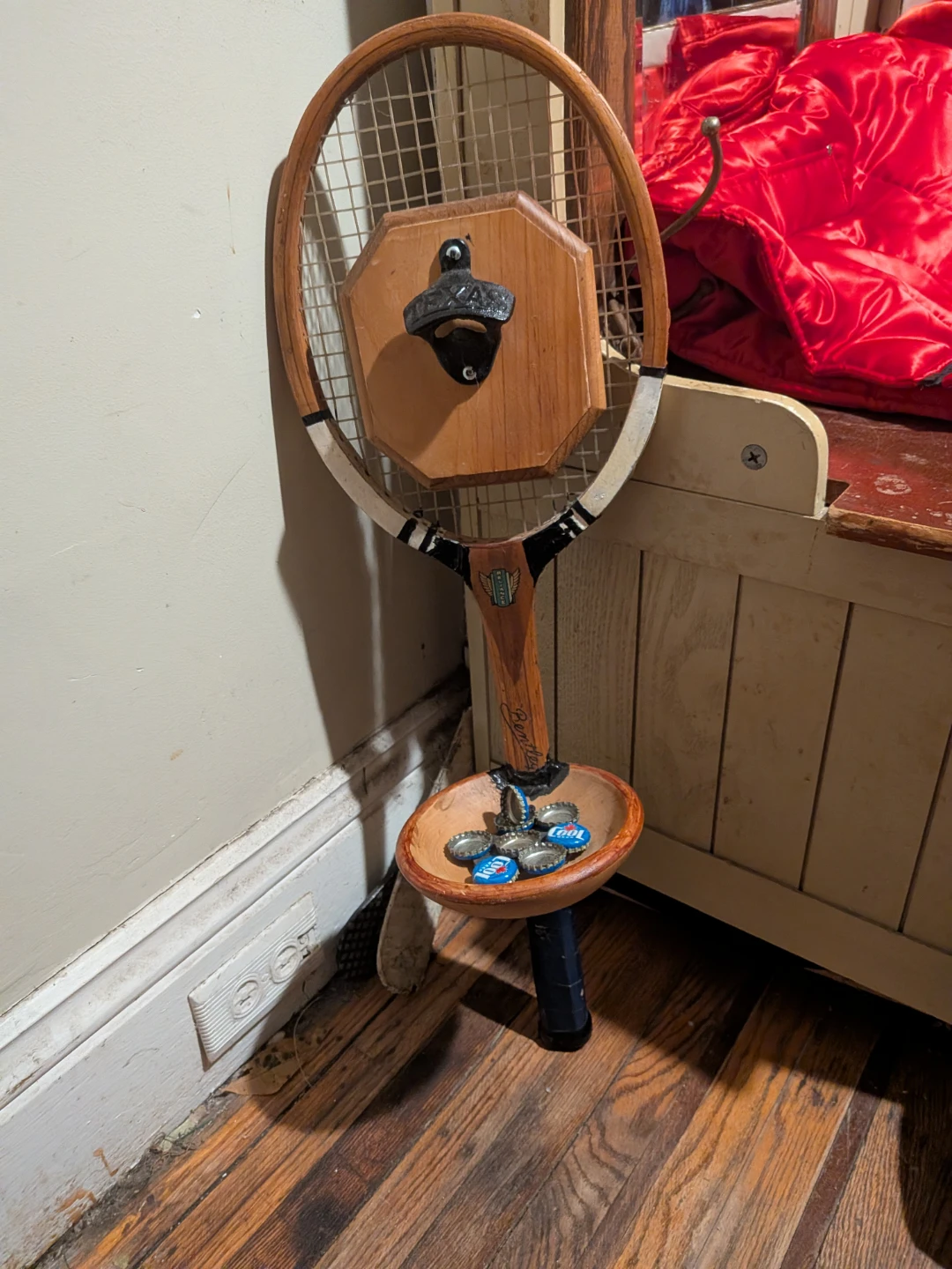 Vintage Tennis Racket Clock and Bottle Opener - photo 5