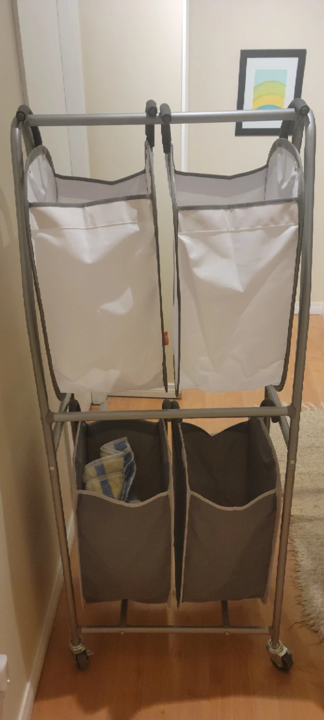 Double Laundry Sorter Hamper with Wheels