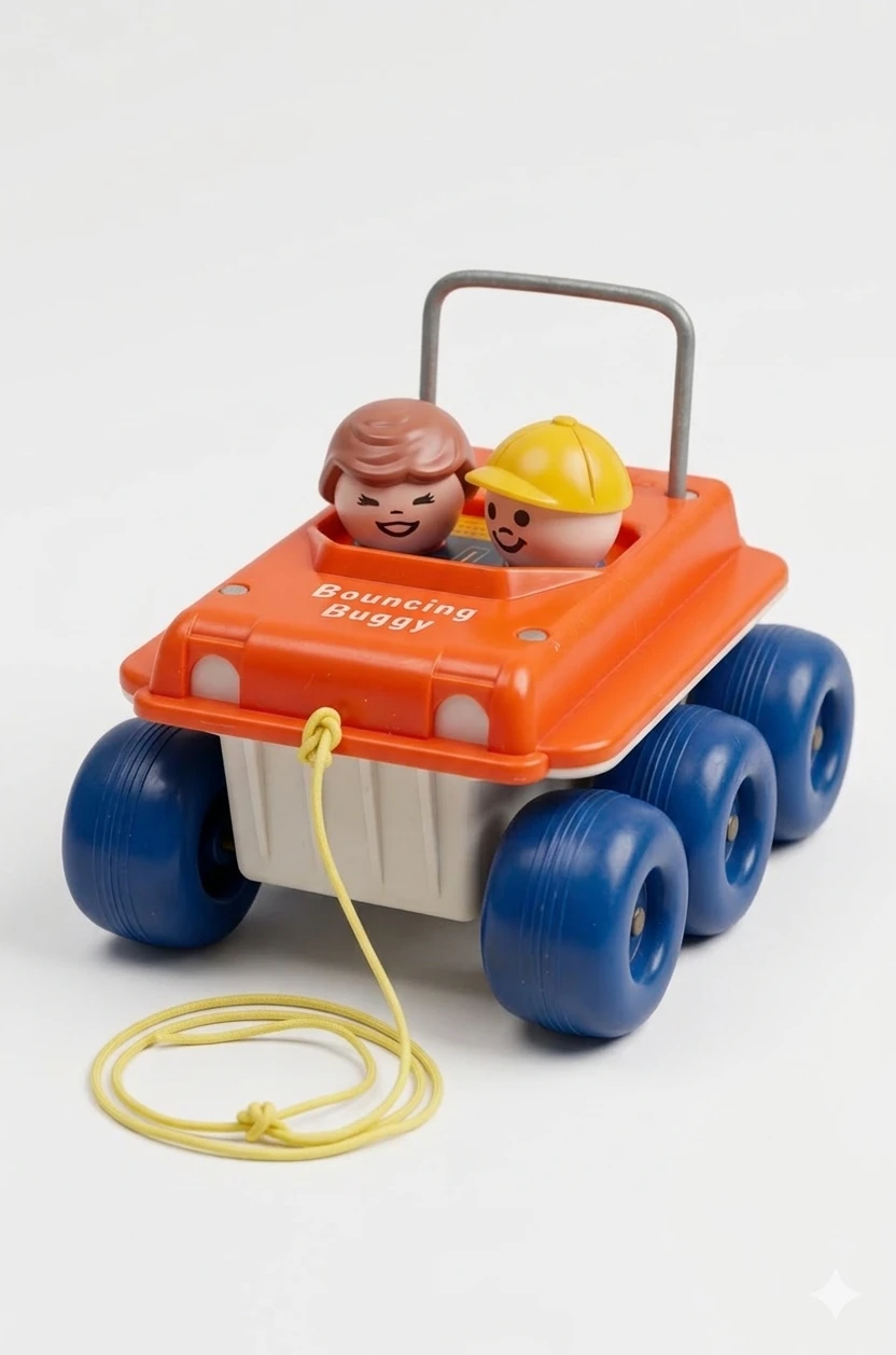 Vintage 1974 Fisher-Price Bouncing Buggy #122 Pull Toy