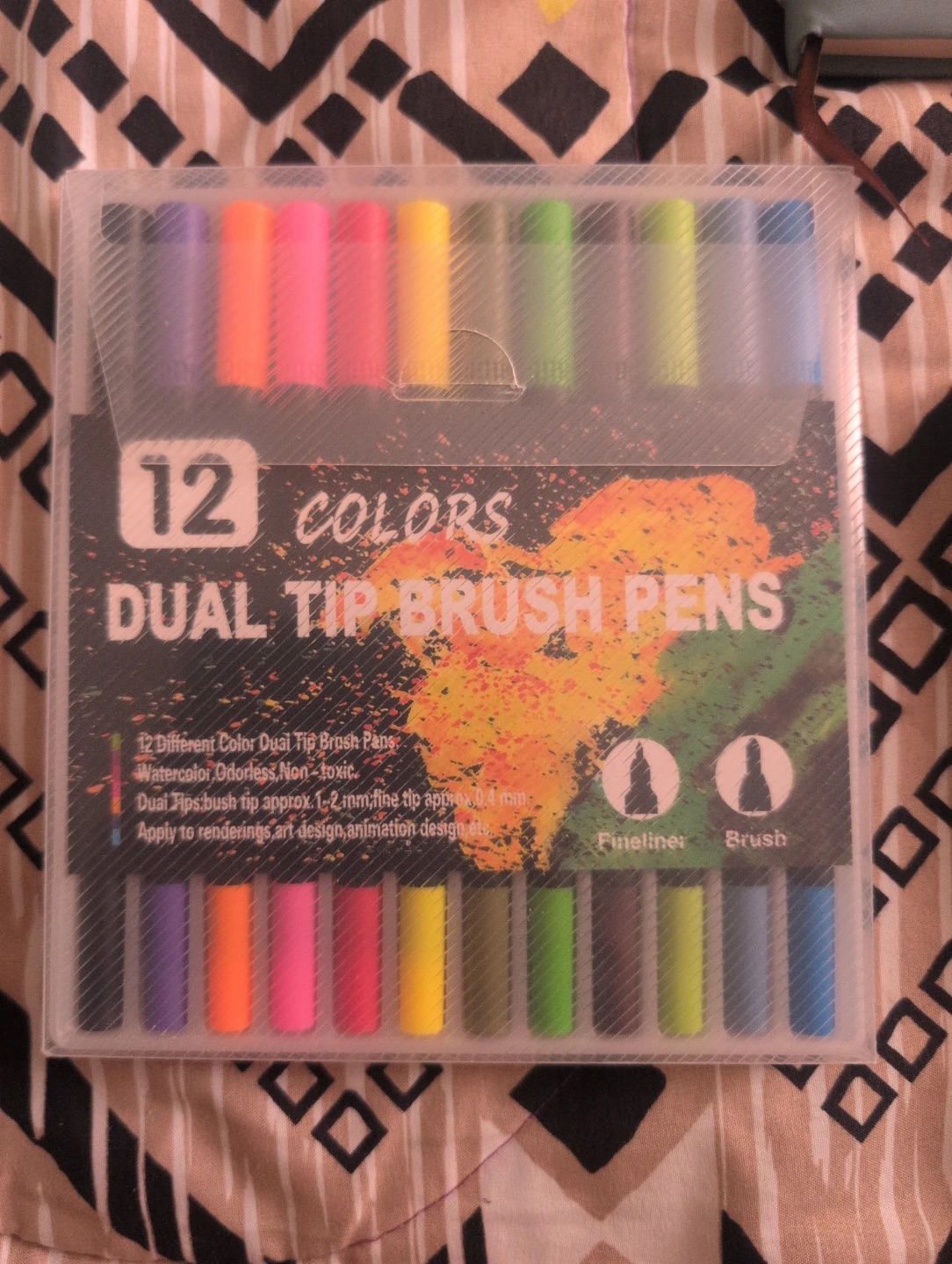 12 Colors Dual Tip Brush Pens