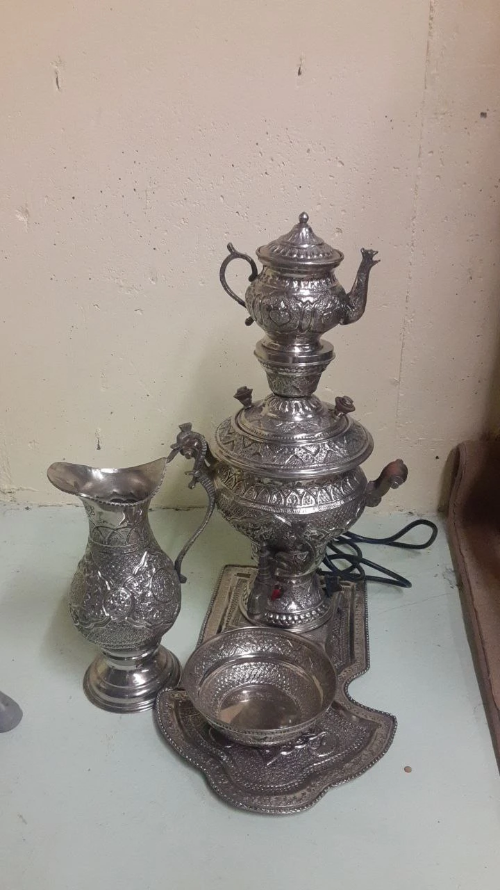 Vintage Ornate Stainless steel Samovar Set - photo 3